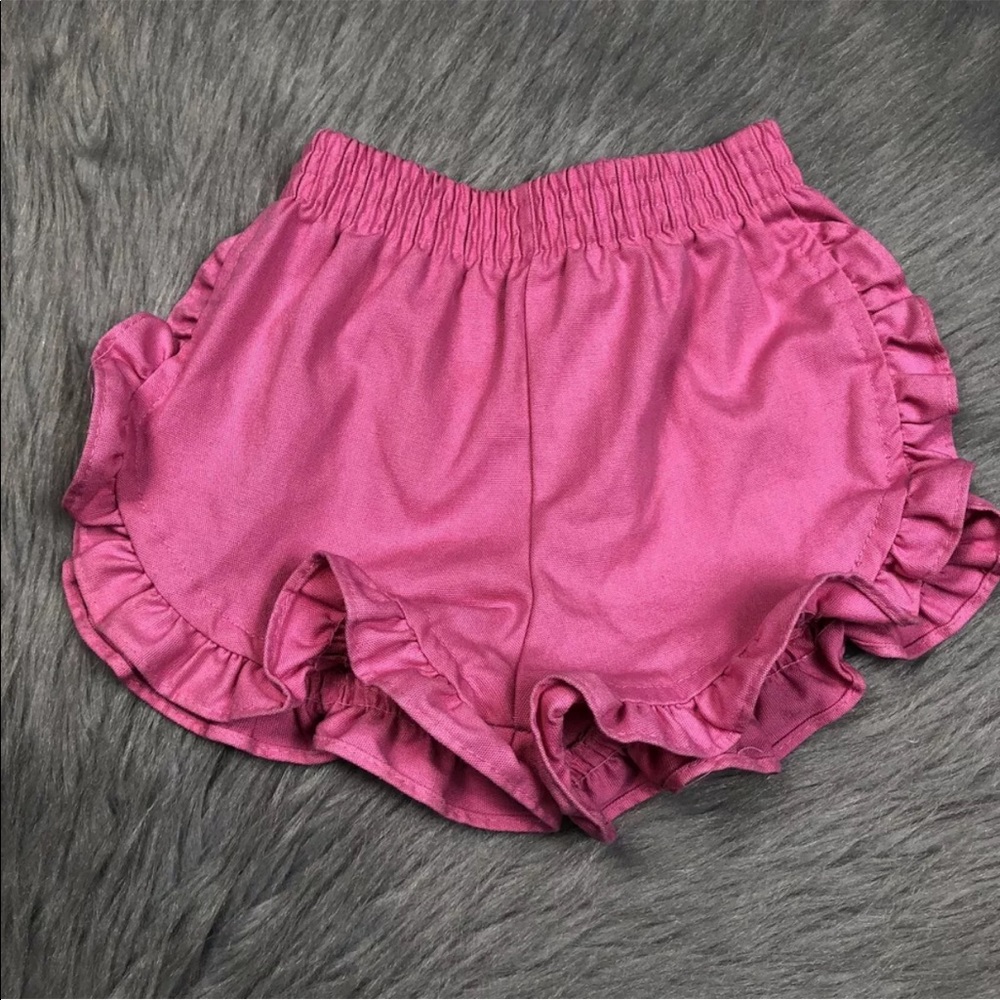 Vintage Toddler Girls 80s Healthtex Solid Pink Ruffle Shorts